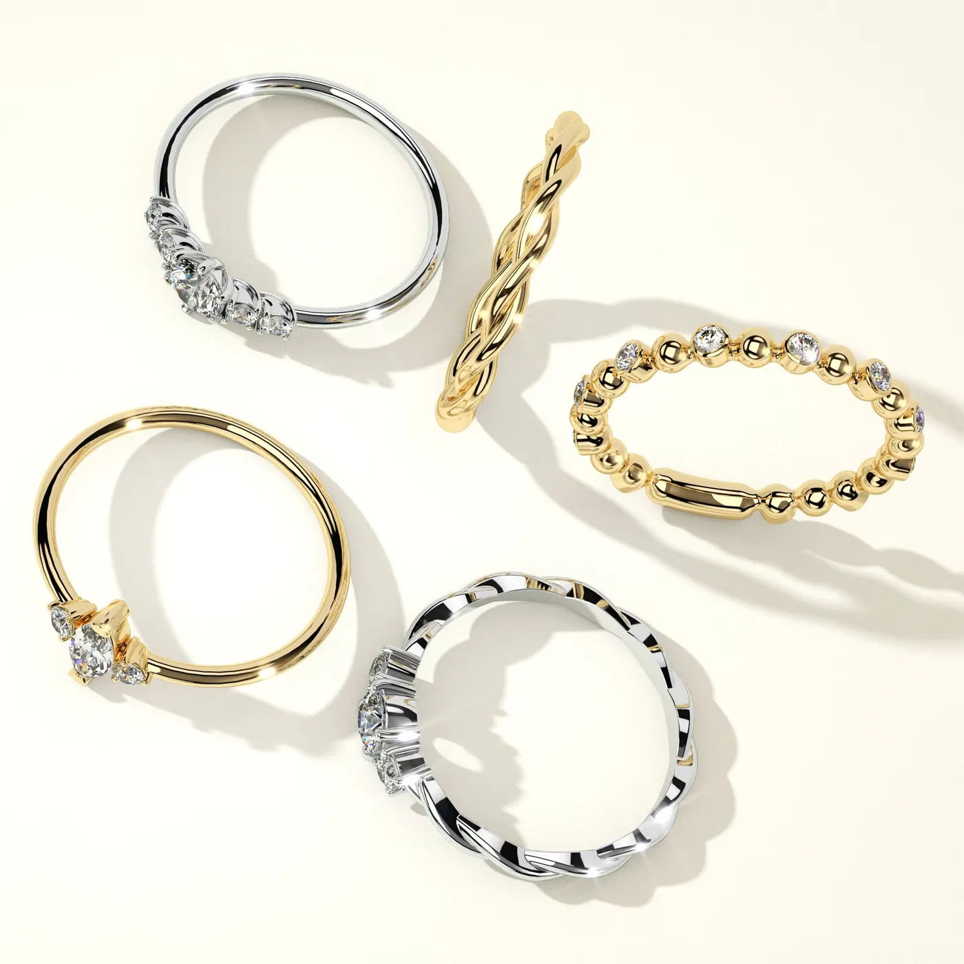Ringe in Gelbgold und Weißgold mit Brillanten aus der Auswahl von RT Goldrausch Reutlingen