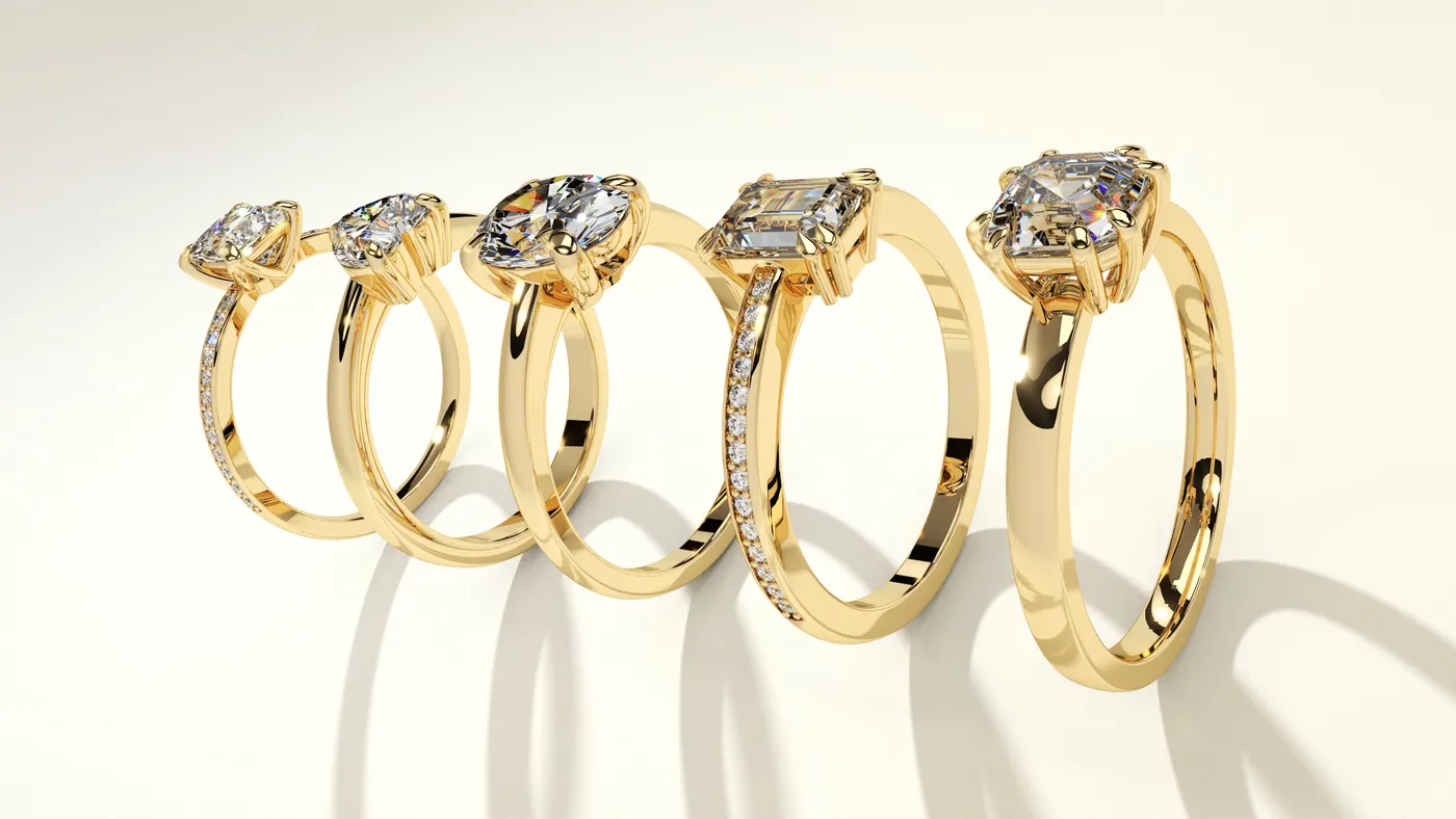 Verlobungsringe in Gelbgold mit Brillanten in verschiedenen Schliffen — RT Goldrausch Reutlingen